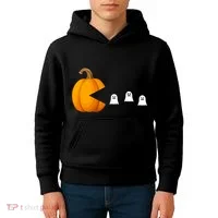 Pumpkin Ghosts Retro Pic Elated Kids Hoodie thumb 4