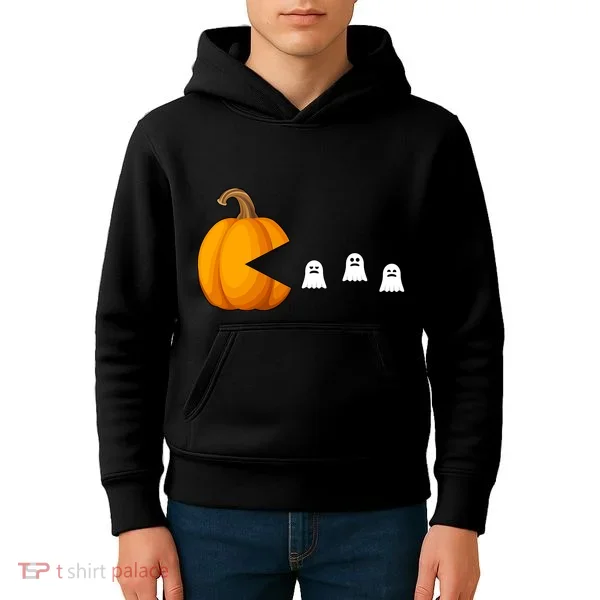 Pumpkin Ghosts Retro Pic Elated Kids Hoodie