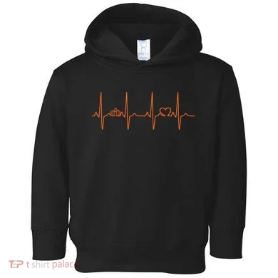 Pumpkin Halloween Heartbeat Pulse Toddler Hoodie