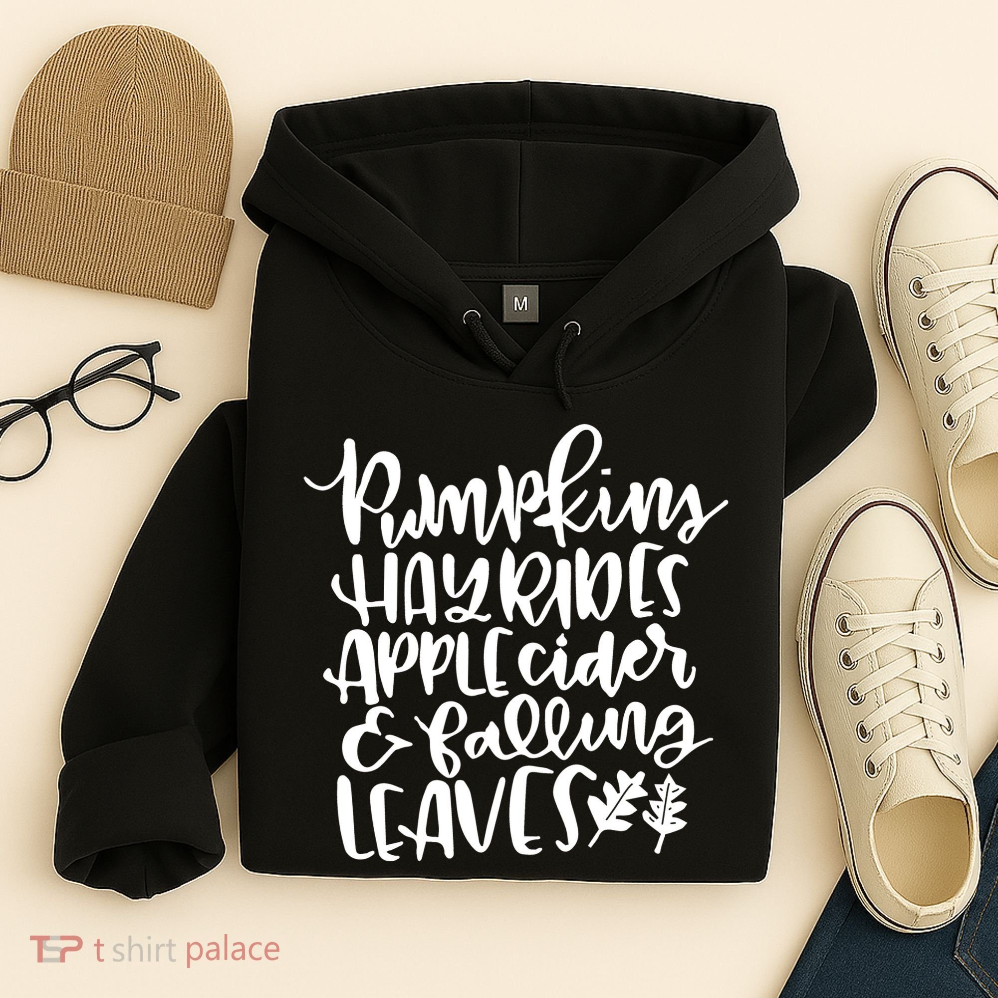 Pumpkin Hayrides Apple cider Falling Leaves Hoodie