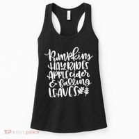 Pumpkin Hayrides Apple cider Falling Leaves Women's Tank Top thumb 0