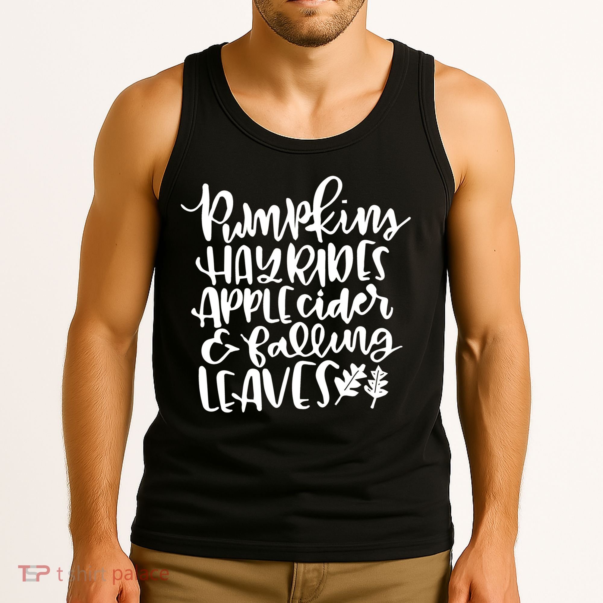 Pumpkin Hayrides Apple cider Falling Leaves Tank Top