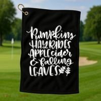 Pumpkin Hayrides Apple cider Falling Leaves Golf Towel thumb 1