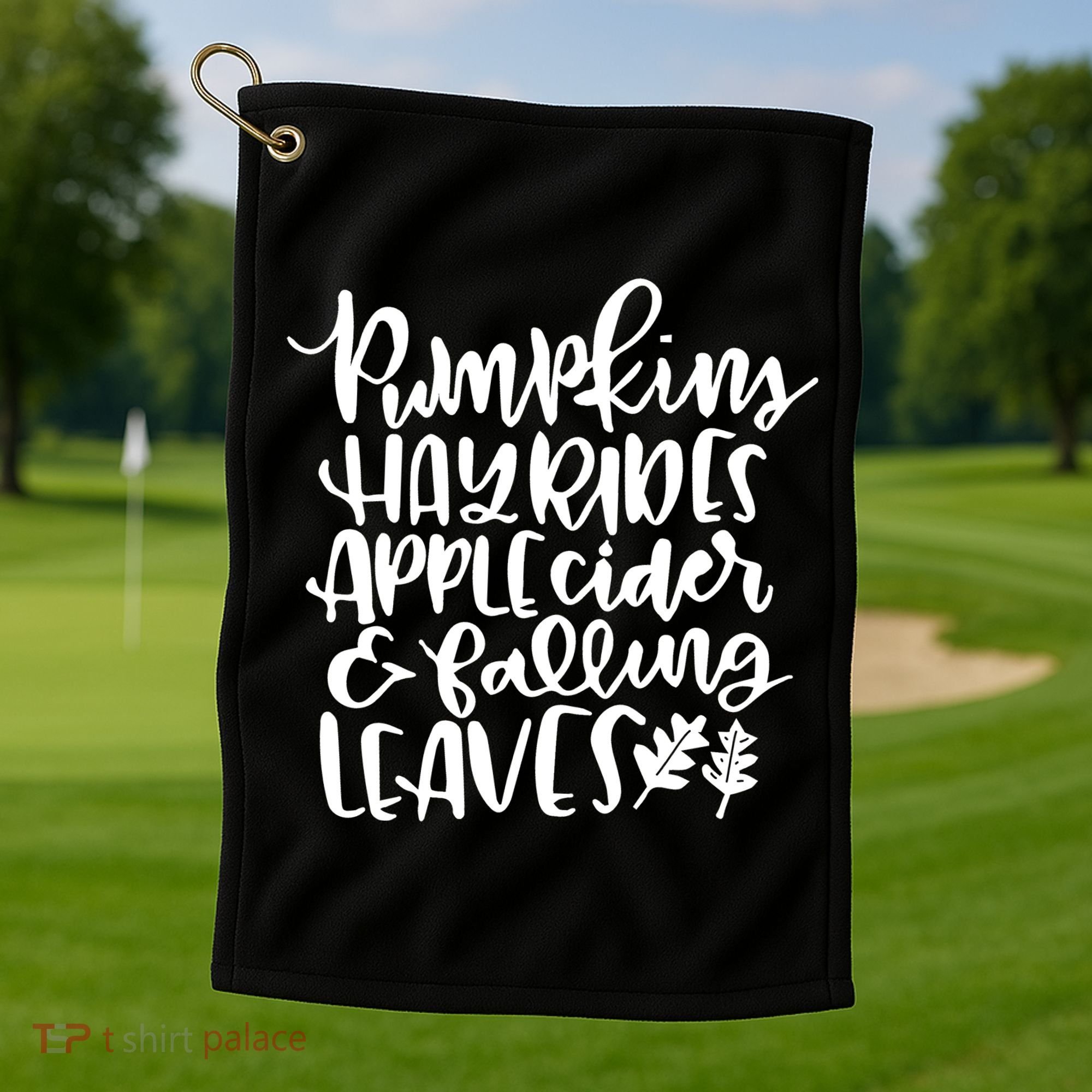 Pumpkin Hayrides Apple cider Falling Leaves Golf Towel