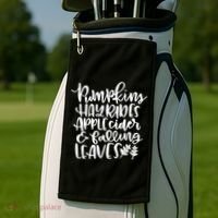 Pumpkin Hayrides Apple cider Falling Leaves Golf Towel thumb 2