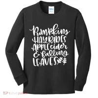 Pumpkin Hayrides Apple cider Falling Leaves Kids Long Sleeve Shirt thumb 0
