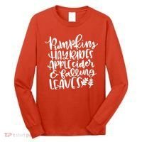 Pumpkin Hayrides Apple cider Falling Leaves Long Sleeve Shirt thumb 0