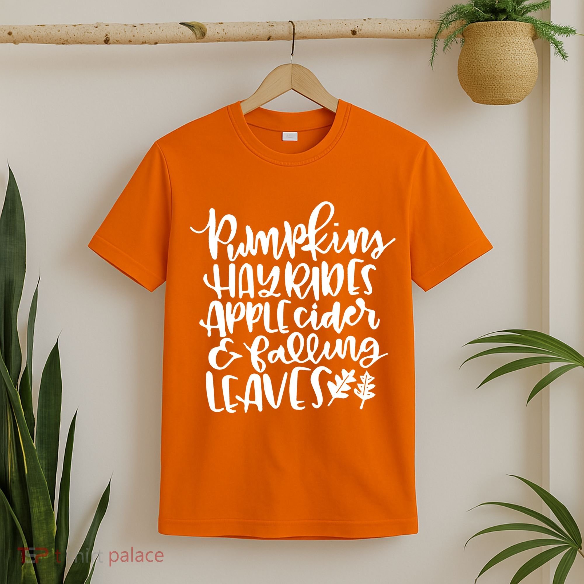 Pumpkin Hayrides Apple cider Falling Leaves T-Shirt