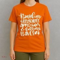 Pumpkin Hayrides Apple cider Falling Leaves T-Shirt thumb 4