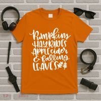 Pumpkin Hayrides Apple cider Falling Leaves T-Shirt thumb 5