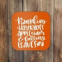 Pumpkin Hayrides Apple cider Falling Leaves Coaster thumb 0