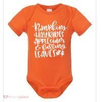 Pumpkin Hayrides Apple cider Falling Leaves Baby Bodysuit thumb 0