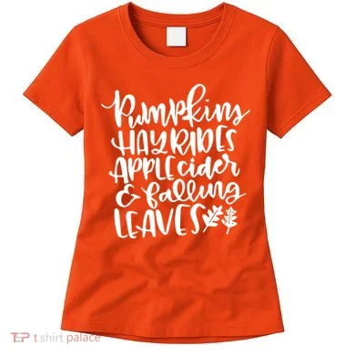 Pumpkin Hayrides Apple cider Falling Leaves Women's T-Shirt