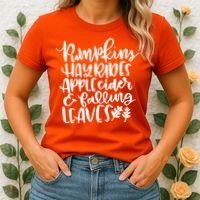 Pumpkin Hayrides Apple cider Falling Leaves Women's T-Shirt thumb 2
