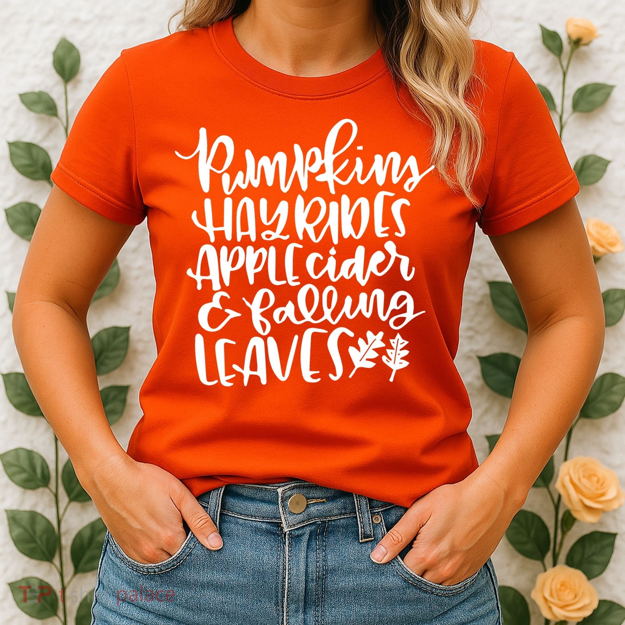 Pumpkin Hayrides Apple cider Falling Leaves Women's T-Shirt