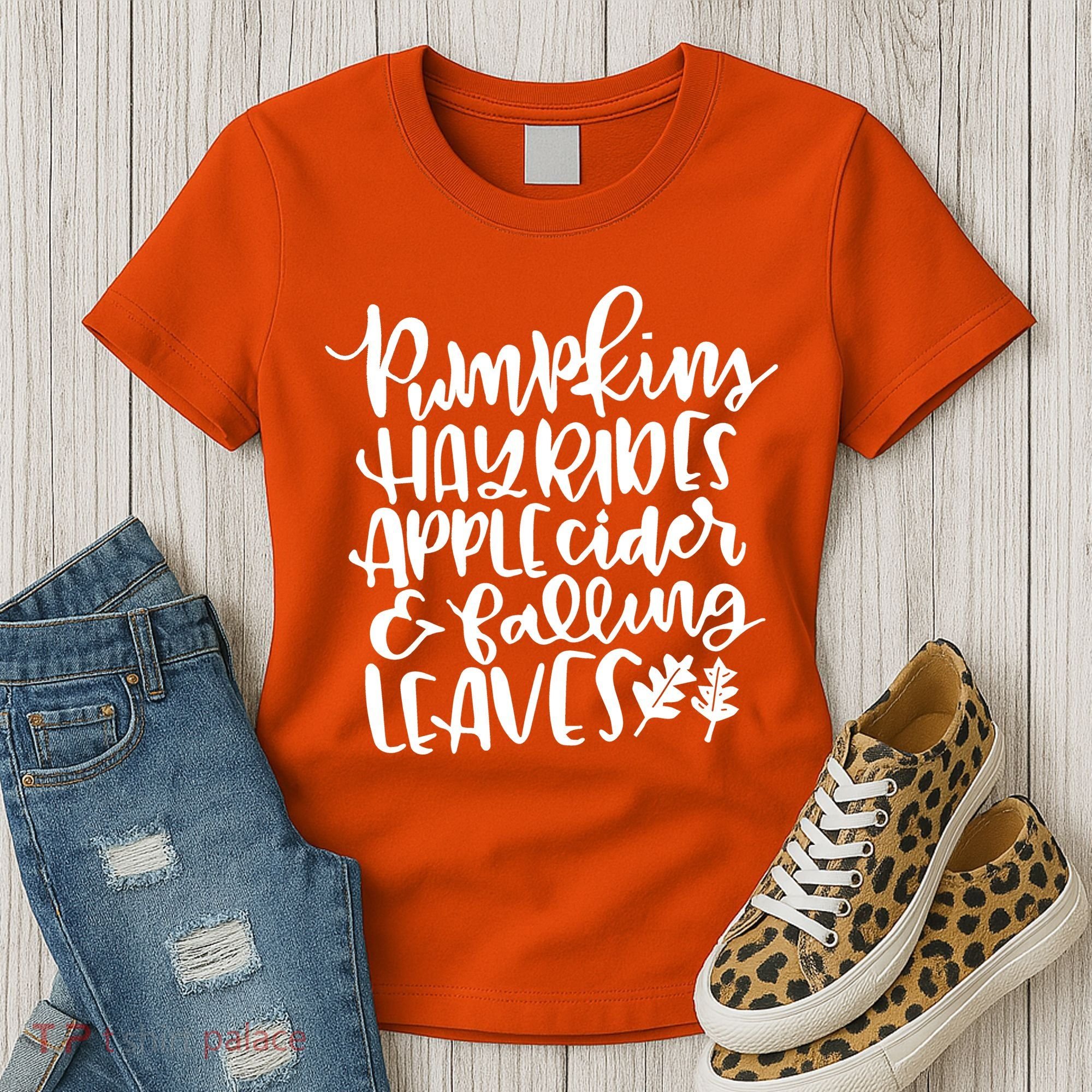 Pumpkin Hayrides Apple cider Falling Leaves Women's T-Shirt