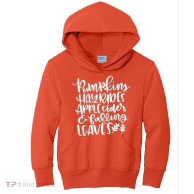 Pumpkin Hayrides Apple cider Falling Leaves Kids Hoodie