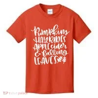 Pumpkin Hayrides Apple cider Falling Leaves Kids T-Shirt thumb 0