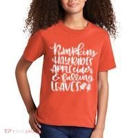 Pumpkin Hayrides Apple cider Falling Leaves Kids T-Shirt thumb 2