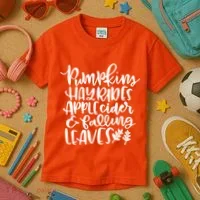 Pumpkin Hayrides Apple cider Falling Leaves Kids T-Shirt thumb 3