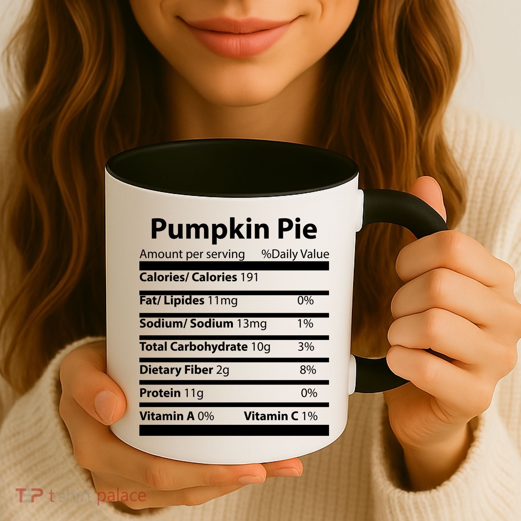 Pumpkin Pie Nutritional Facts Funny Thanksgiving Coffee Mug