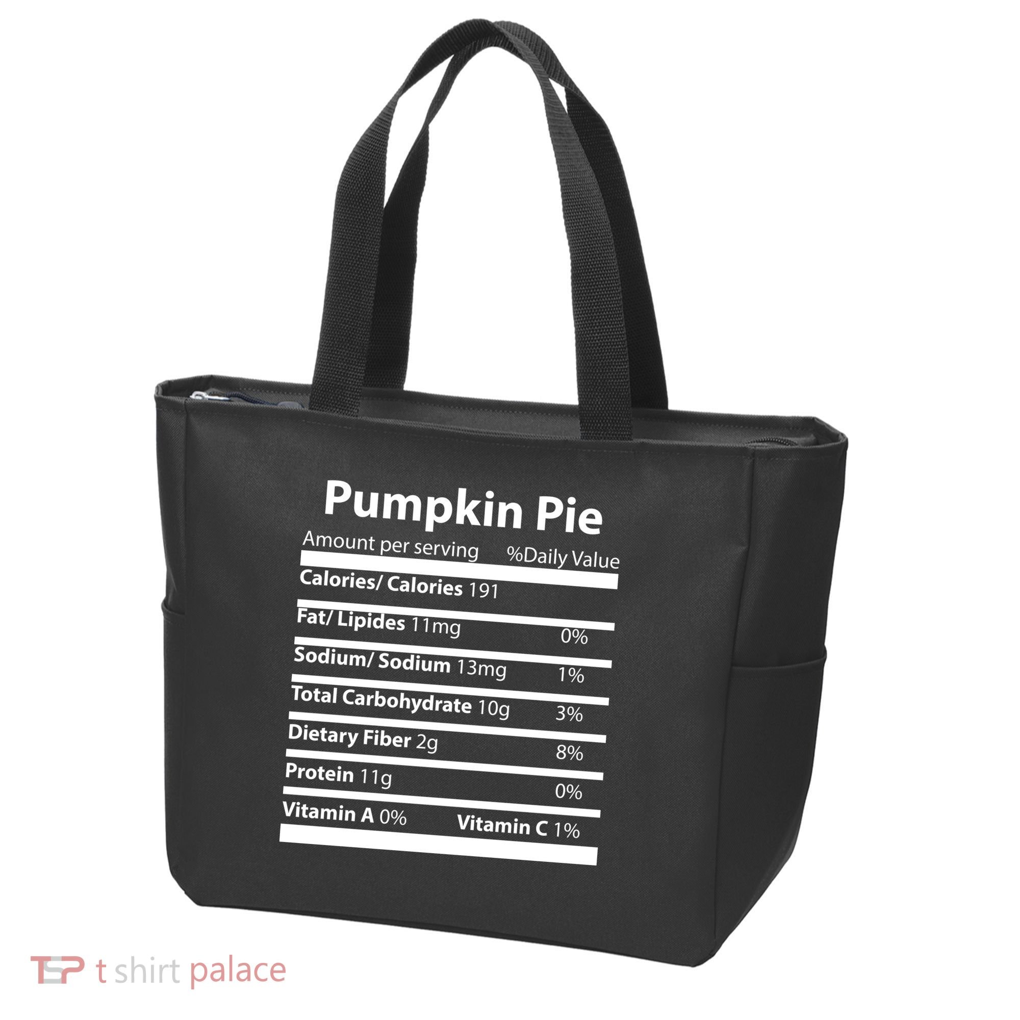 Pumpkin Pie Nutritional Facts Funny Thanksgiving Tote Bag