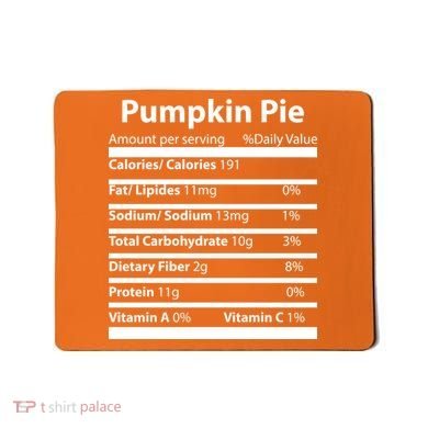 Pumpkin Pie Nutritional Facts Funny Thanksgiving Mousepad