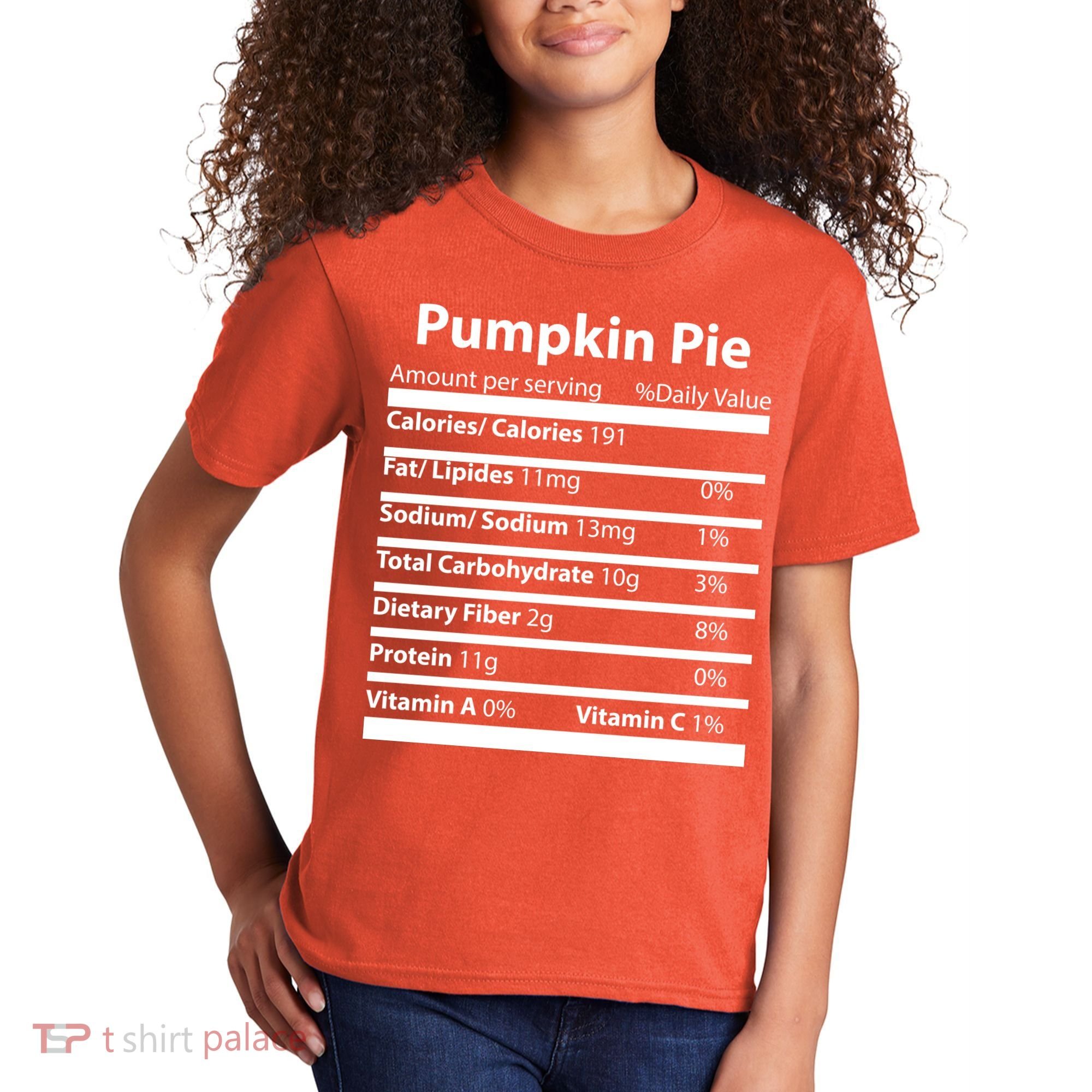 Pumpkin Pie Nutritional Facts Funny Thanksgiving Kids T-Shirt