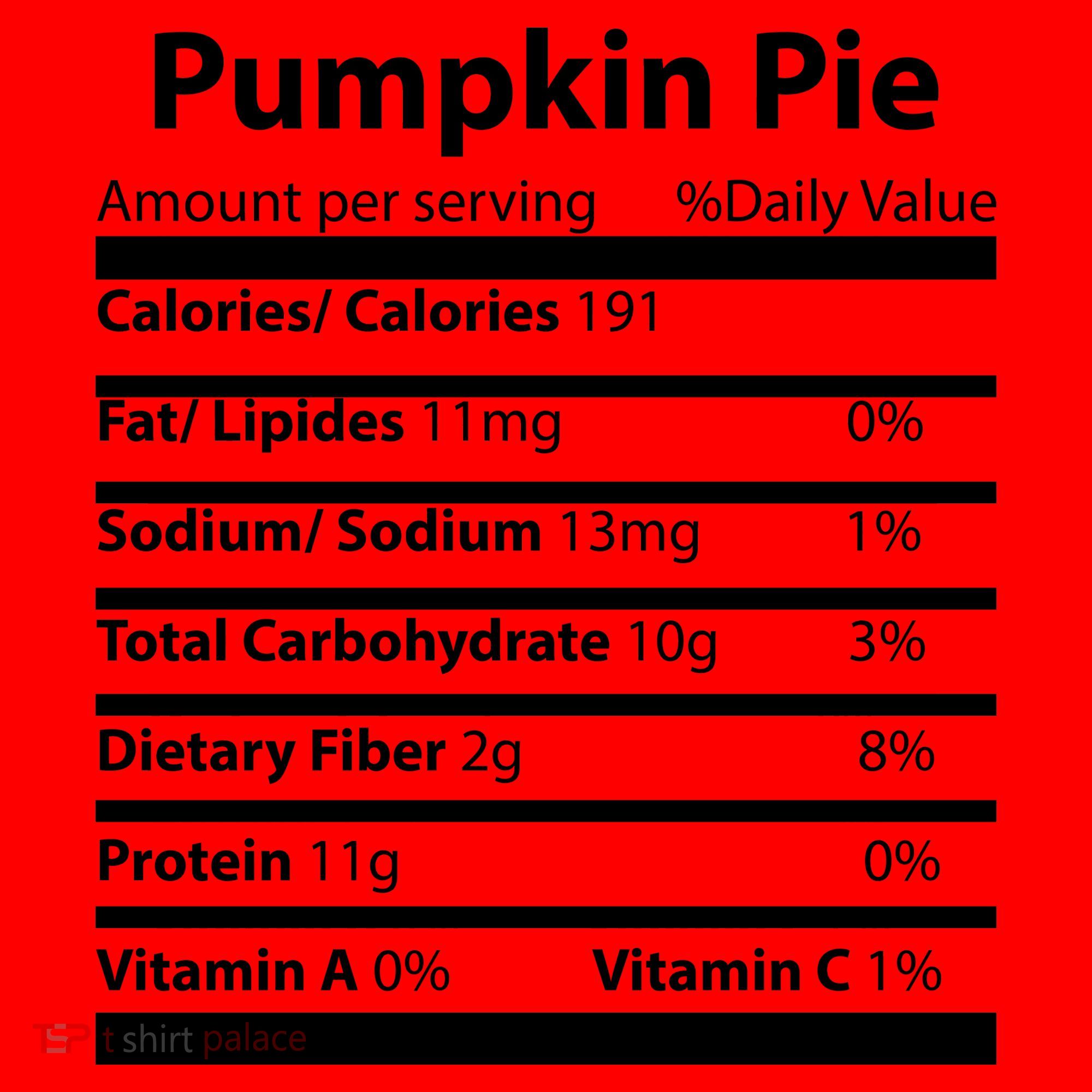 Pumpkin Pie Nutritional Facts Funny Thanksgiving Santa Hat