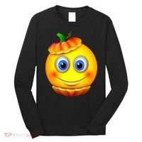 Pumpkin Smiley Emoji Long Sleeve Shirt thumb 0
