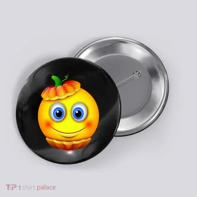 Pumpkin Smiley Emoji Button