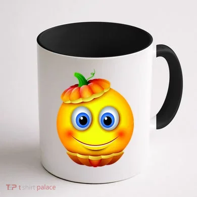 Pumpkin Smiley Emoji Coffee Mug back