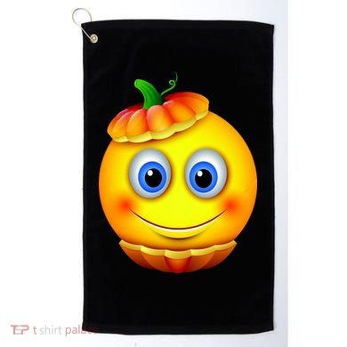 Pumpkin Smiley Emoji Golf Towel