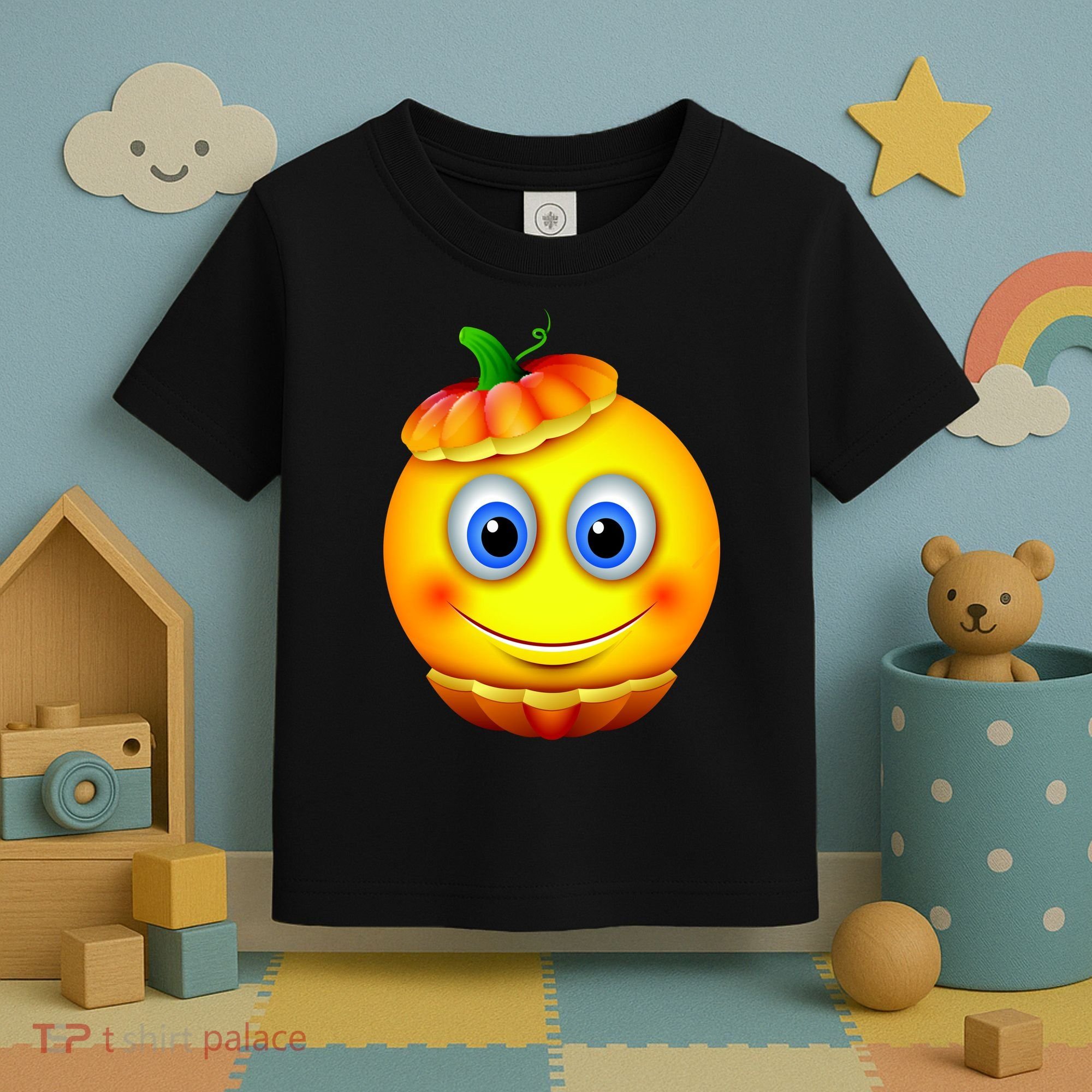 Pumpkin Smiley Emoji Toddler T-Shirt