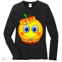 Pumpkin Smiley Emoji Women's Long Sleeve Shirt thumb 0
