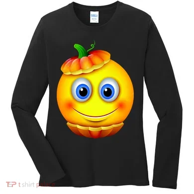 Pumpkin Smiley Emoji Women's Long Sleeve Shirt
