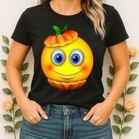 Pumpkin Smiley Emoji Women's T-Shirt thumb 2