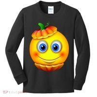 Pumpkin Smiley Emoji Kids Long Sleeve Shirt thumb 0