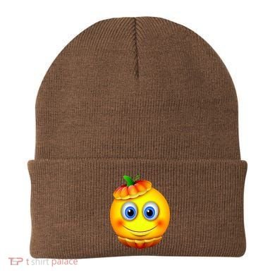 Pumpkin Smiley Emoji Beanie