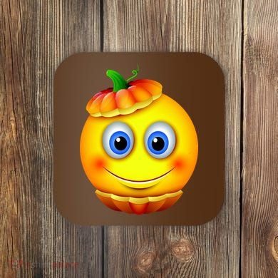 Pumpkin Smiley Emoji Coaster