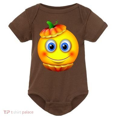 Pumpkin Smiley Emoji Baby Bodysuit