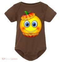 Pumpkin Smiley Emoji Baby Bodysuit thumb 0