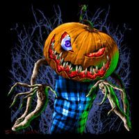 Pumpkinhead Scarecrow Halloween USA-Made Doggie Bandana thumb 2