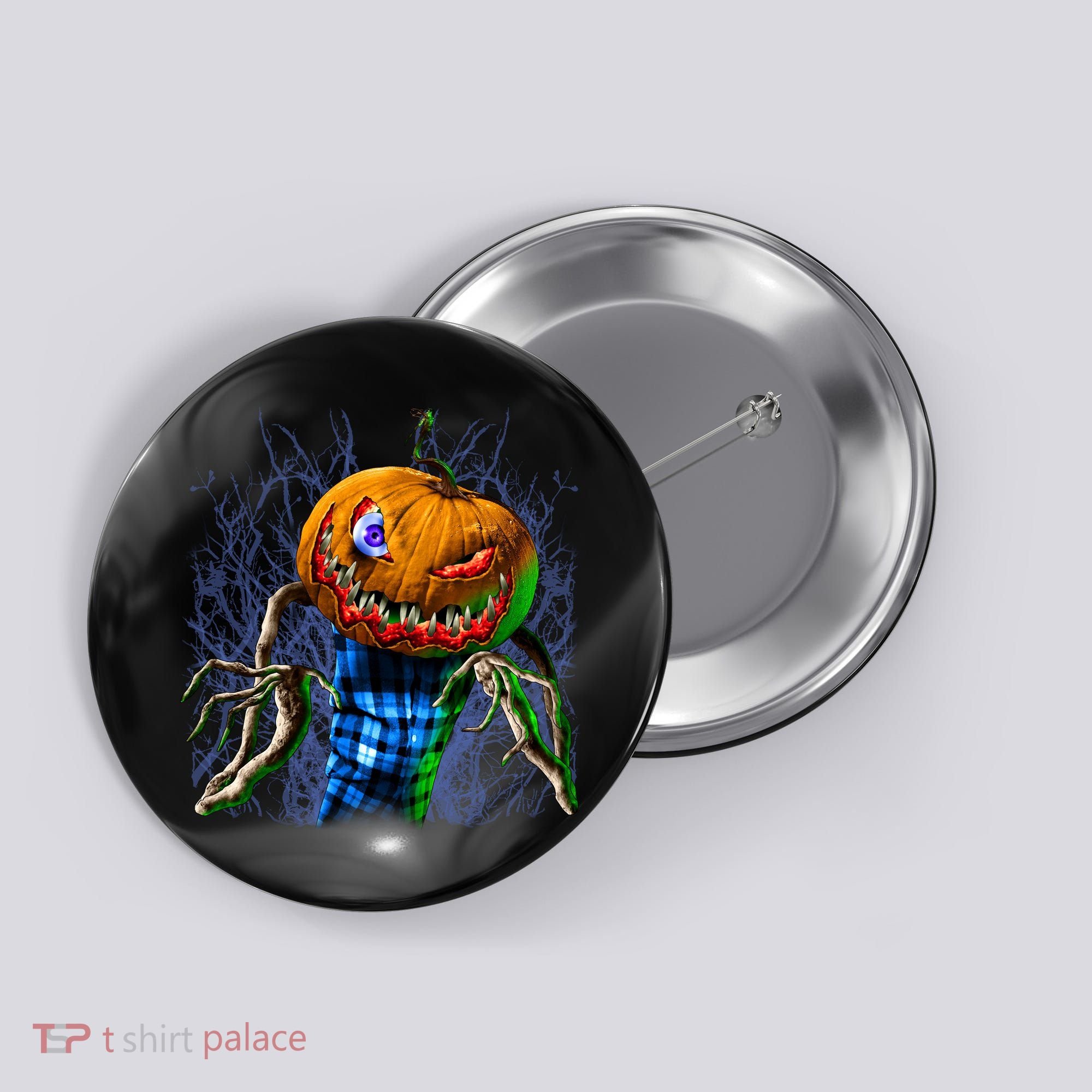 Pumpkinhead Scarecrow Halloween Button