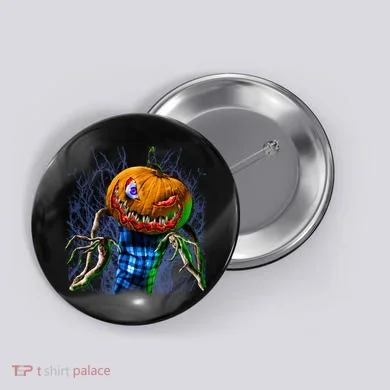 Pumpkinhead Scarecrow Halloween Button