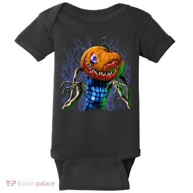 Pumpkinhead Scarecrow Halloween Baby Bodysuit