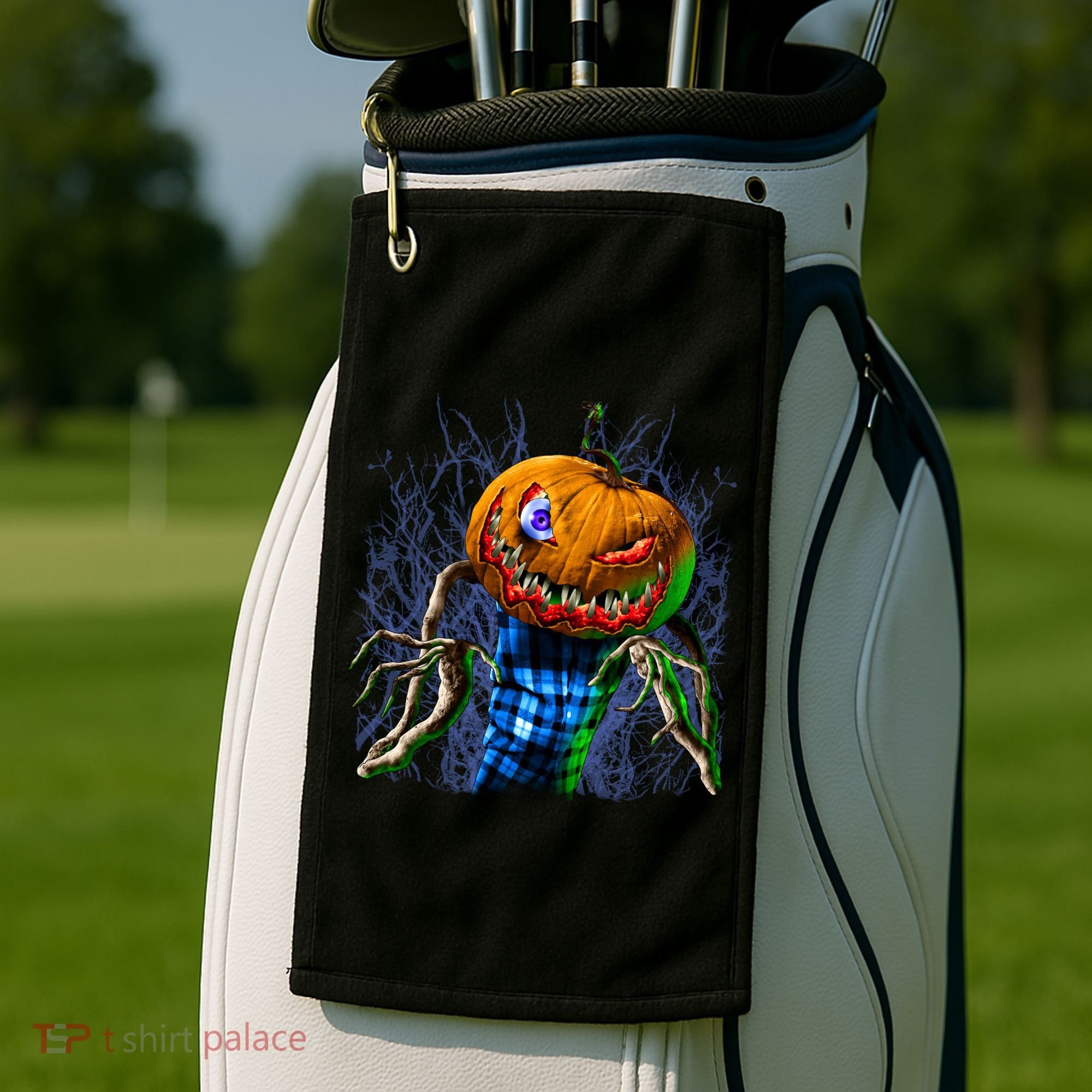 Pumpkinhead Scarecrow Halloween Golf Towel