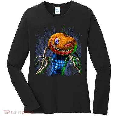 Pumpkinhead Scarecrow Halloween Women's Long Sleeve Shirt