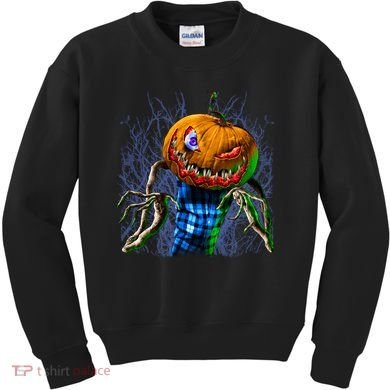 Pumpkinhead Scarecrow Halloween Kids Sweatshirt