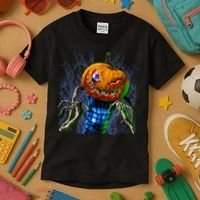 Pumpkinhead Scarecrow Halloween Kids T-Shirt thumb 3